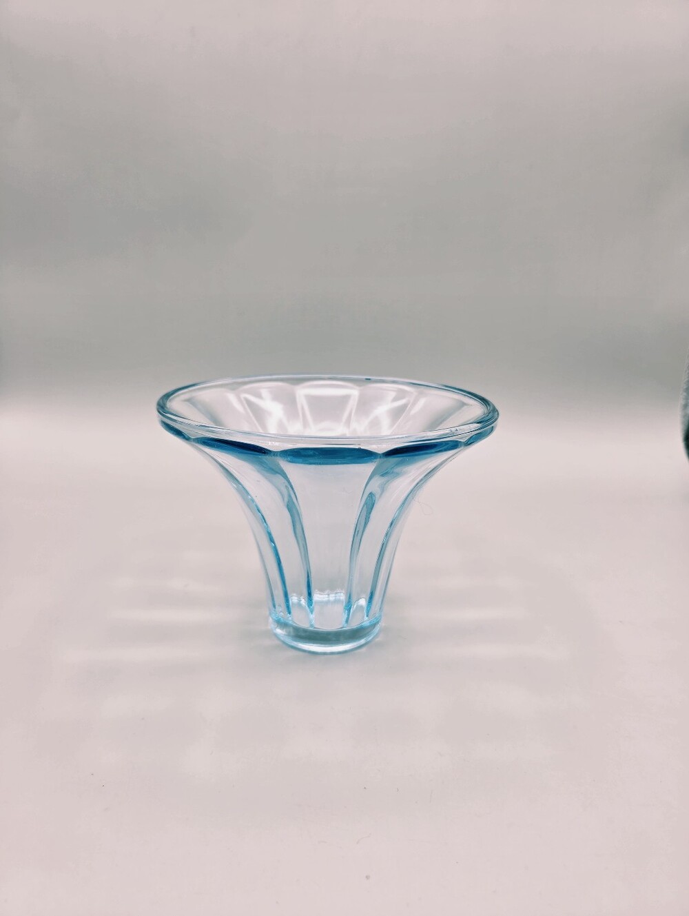 Blue Glass Art Deco Vase with Flared Rim